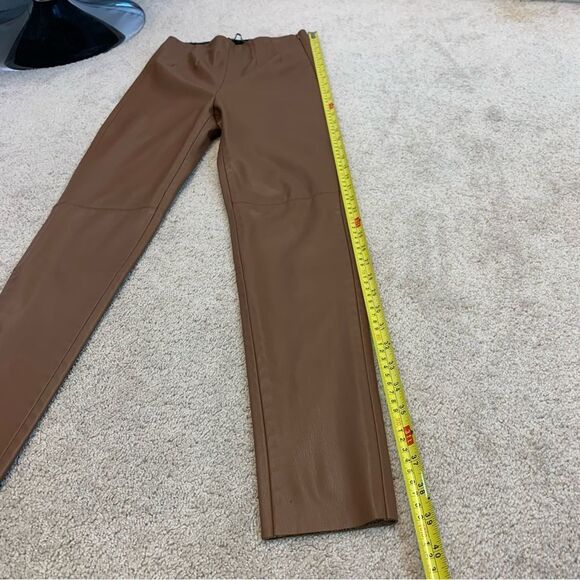 Zara camel brown faux leather high waisted vegan leggings Sz S NWOT - Picture 9 of 12